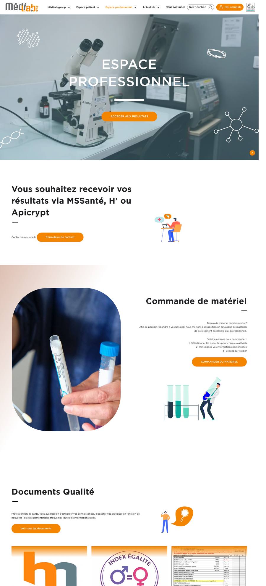 Médilab Group — Espace Professionnel (desktop), original